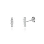 Elegant Bar Pavé Lab Diamond Earrings in 18k White Gold