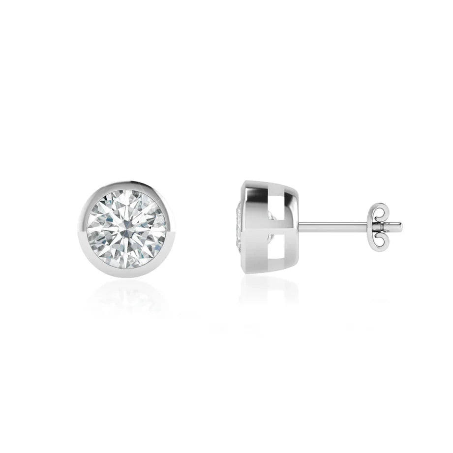 Beze Edge Lab Diamond Studs in 18k White Gold