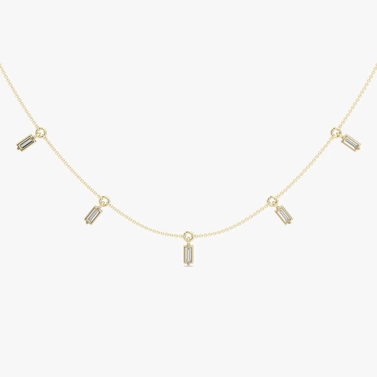 Floating Baguette Station Necklace
