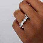 White Gold Cushion Moissanite Statement Eternity