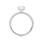 Emerald Lab Diamond & Diamond 18k White Gold Hidden Halo Triple Pavé Ring