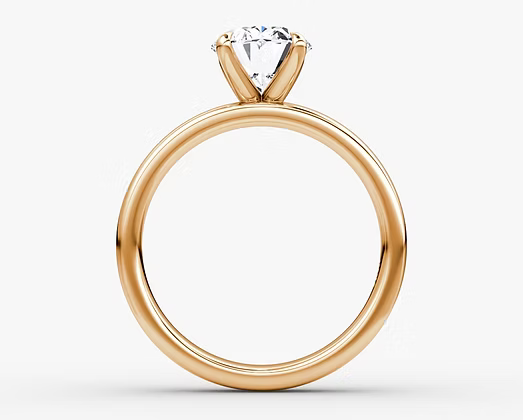 Cigar Band Solitaire Oval Yellow Gold Engagement Ring